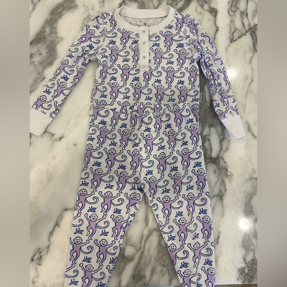 Roller Rabbit White Kids Monkey Print Pajama Set